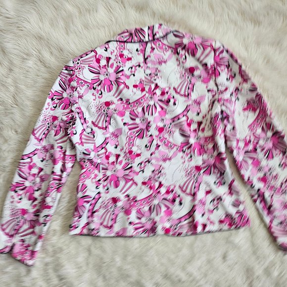 Tahari Arthur S. Levine Women's Pink Floral Jacket Blazer Size 10 - Picture 3 of 9
